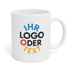 Weiße Werbetassen mit Aufdruck