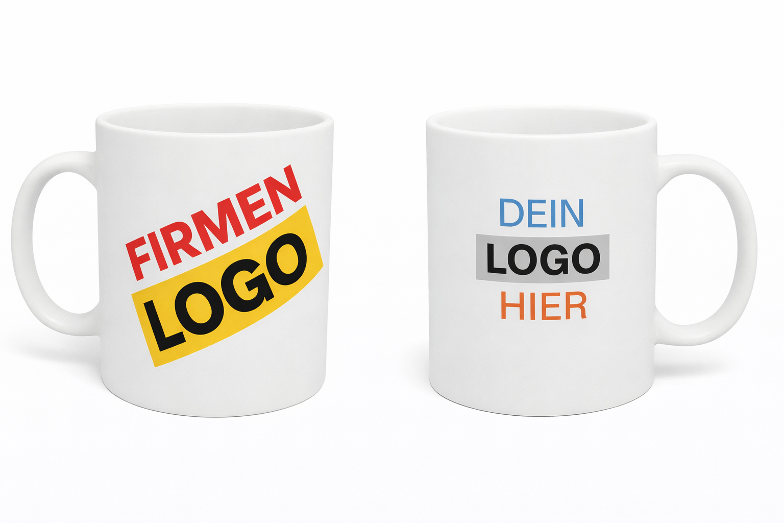 Weiße Werbetassen mit Aufdruck