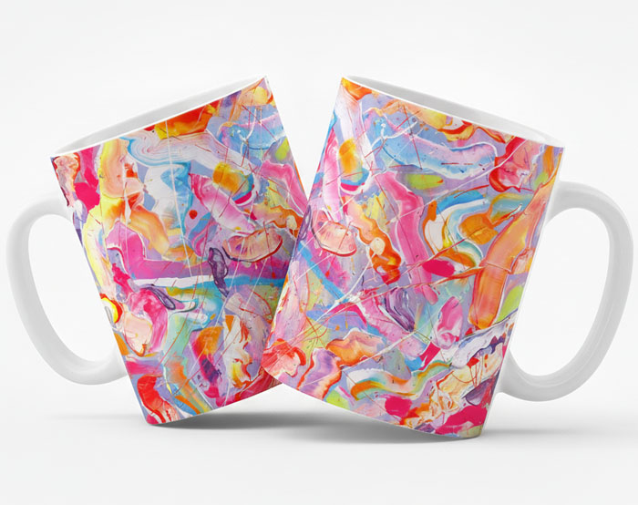 Weiße Werbetassen mit Vollbedruckung