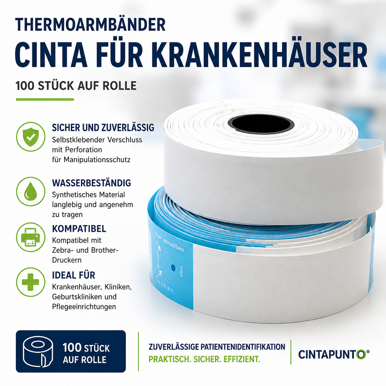 Cinta Thermische Krankenhaus-Armbänder